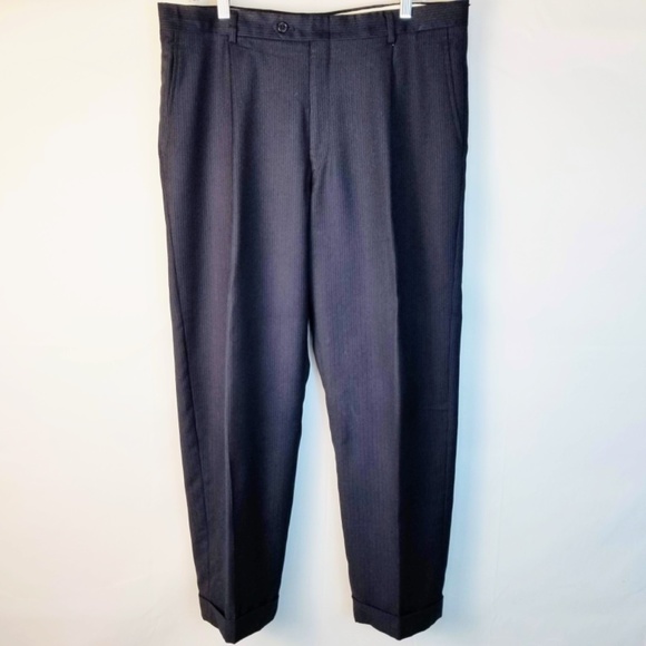 HART SCHAFFNER MARX- 40R 36X29 Mens 2 Piece Suit Dark Navy Blue With Stripes - Picture 13 of 16